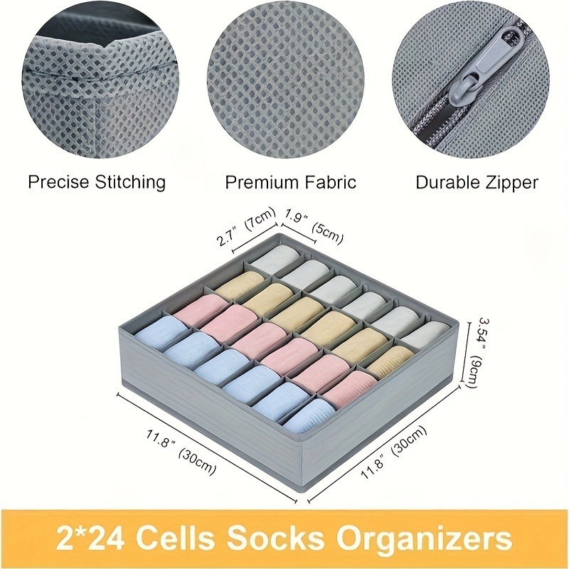 2Pcs 24-Compartment Fabric Soc - مراجعة Sock Organizer Tray وسعره