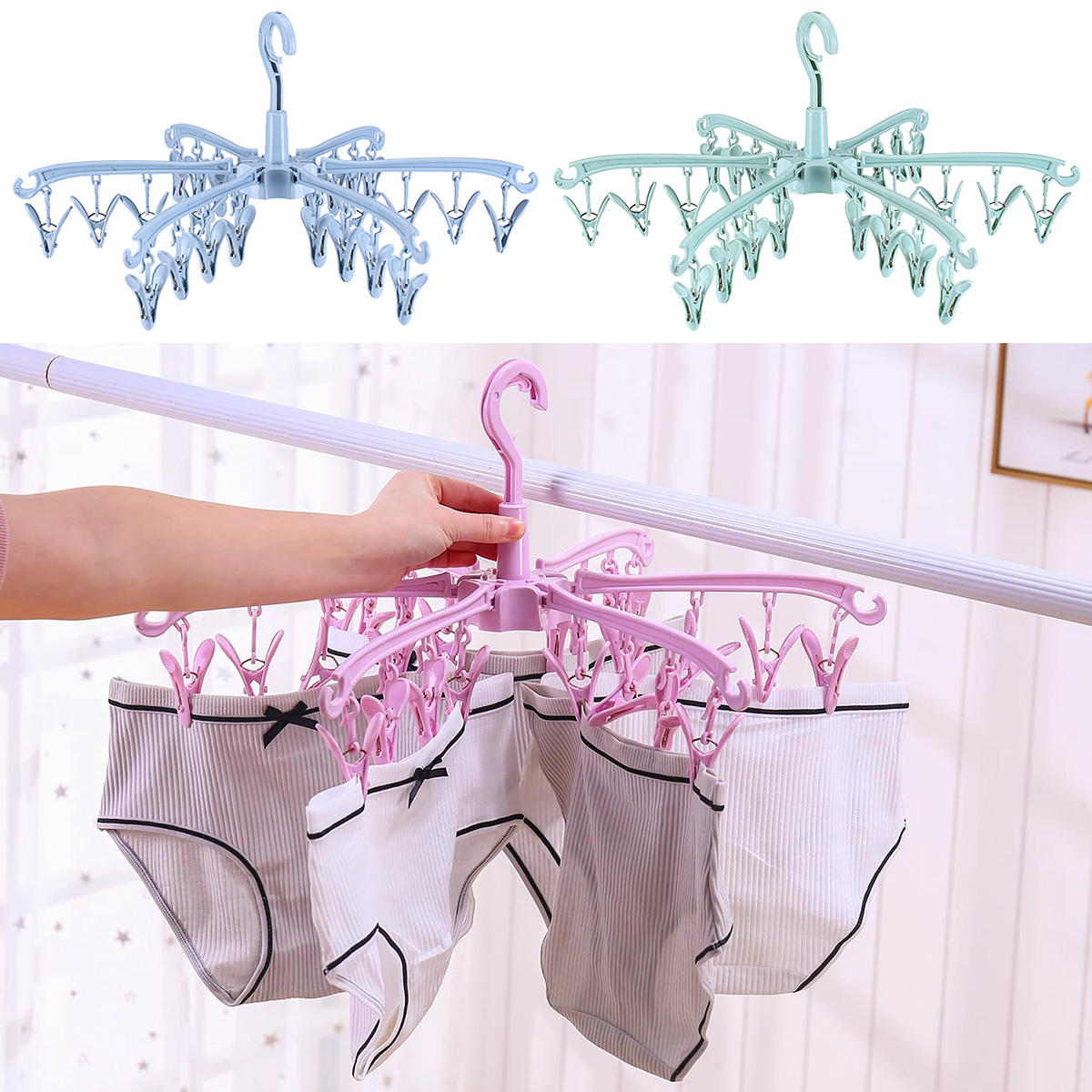 24 Clips Folding Clothes Dryer - مراجعة Sock Organizer Tray وسعره