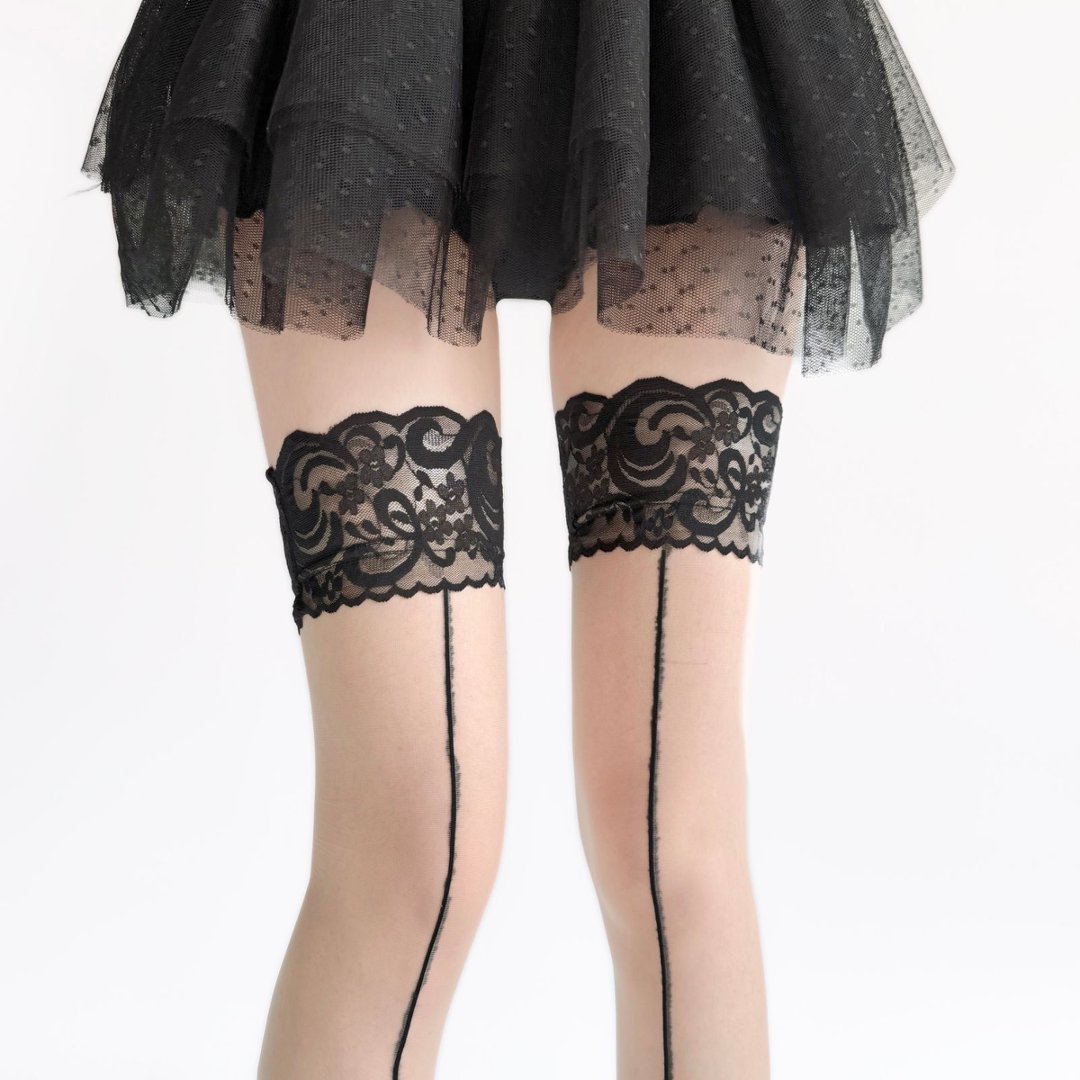 Lace Top Sheer Thigh High Stoc - مراجعة Thigh High Sock Stay Up وسعره