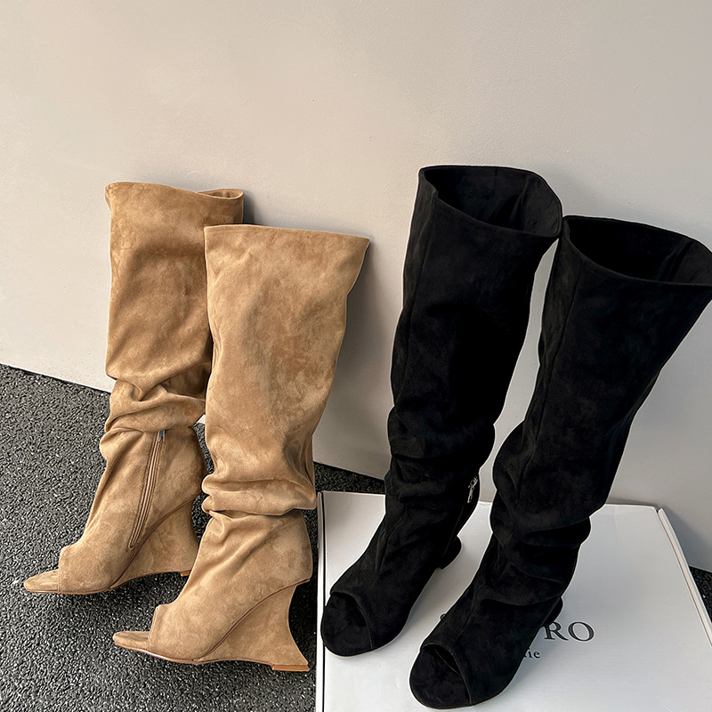 AIYKAZYSDL Strange Wedge Heel  - مراجعة Boot Sock Slouchy وسعره