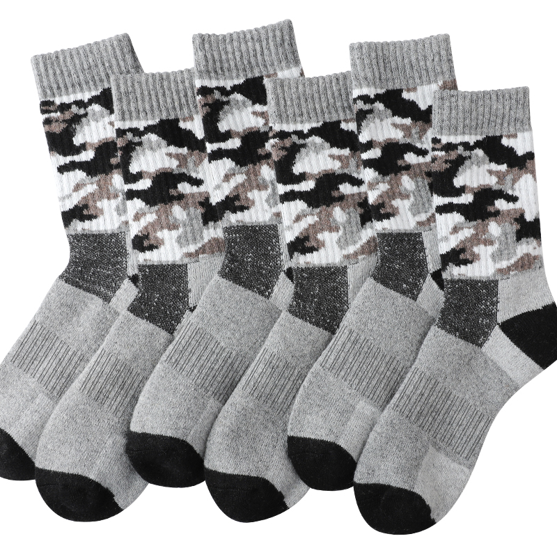 4Pairs Thick Gray Camouflage S - مراجعة Wool Hiking Sock وسعره