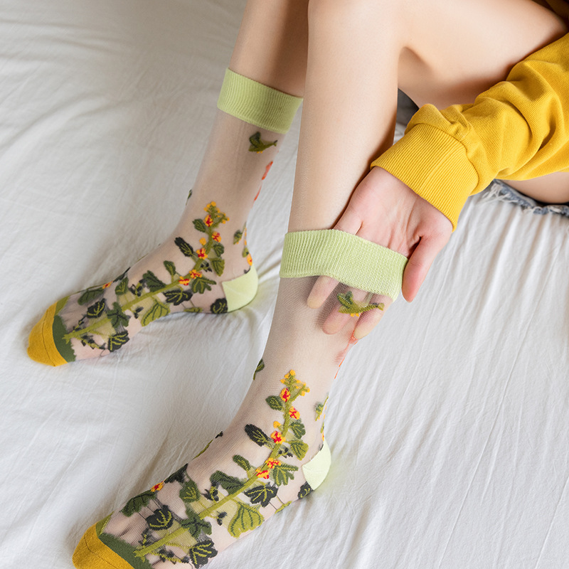 1/4 Pairs Retro Flower Women G - مراجعة Silk Sock Bamboo وسعره