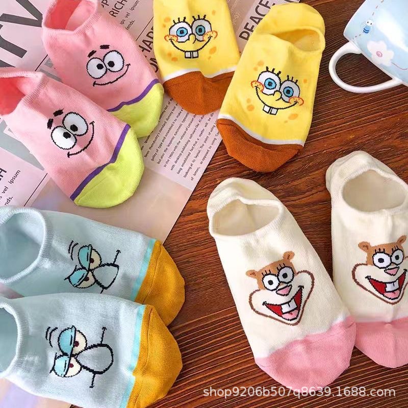 4PCS Hot Cute SpongeBob Square - مراجعة Invisibility Sock Loafer وسعره