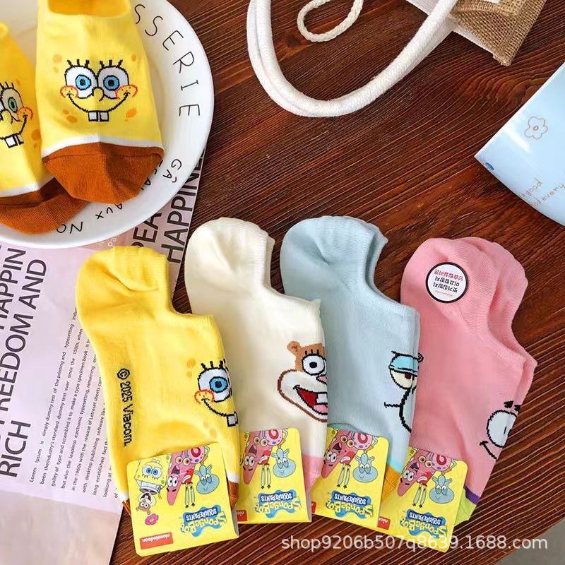 4PCS Hot Cute SpongeBob Square - مراجعة Invisibility Sock Loafer وسعره