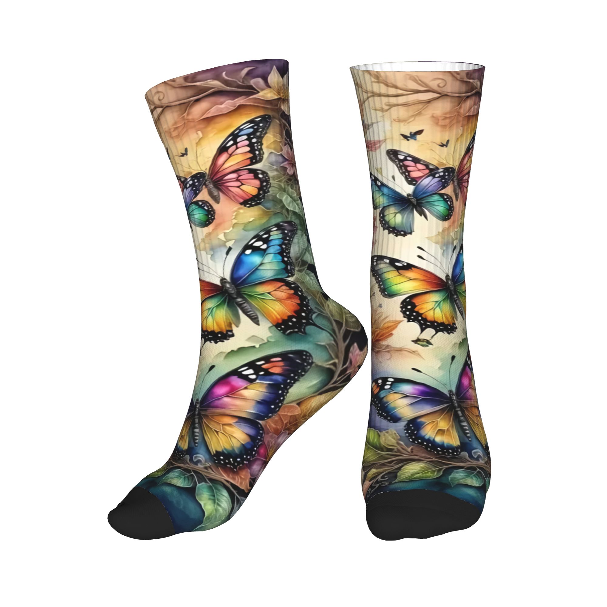 Colorful Butterflies and Flowe - مراجعة Dress Sock Men وسعره