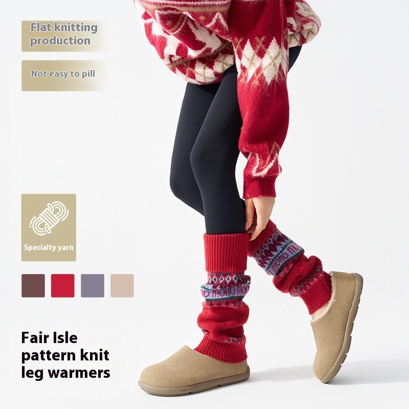 ​Fair Isle Knitted Leg Warmers - مراجعة Boot Sock Slouchy وسعره