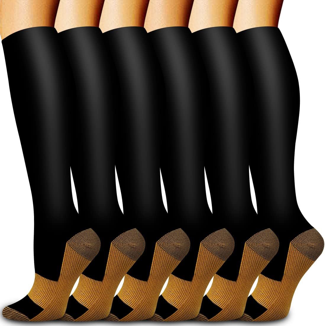 6 Pairs Solid Color Copper Com - مراجعة Compression Sock Medical وسعره