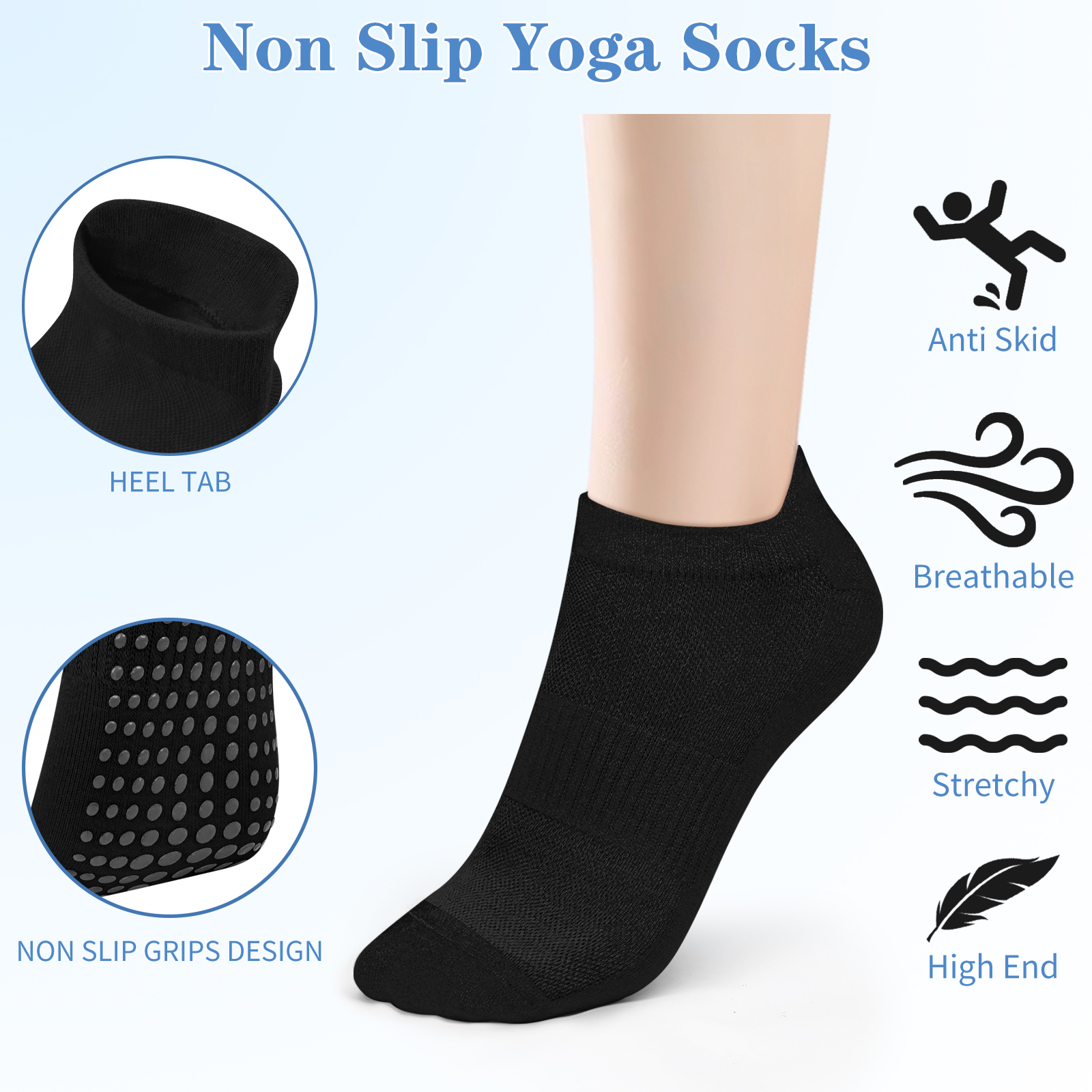 3 Pairs Yoga Socks Women Cotto - مراجعة No Show Sock Women وسعره