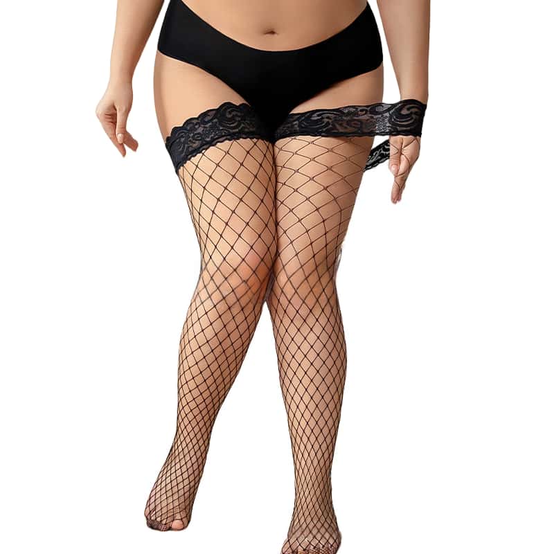FREEAUCE Plus Size Hollow Mesh - مراجعة Thigh High Sock Stay Up وسعره